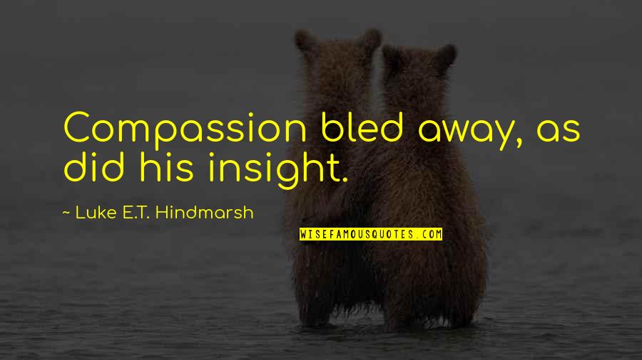 Funny Mishap Quotes By Luke E.T. Hindmarsh: Compassion bled away, as did his insight.