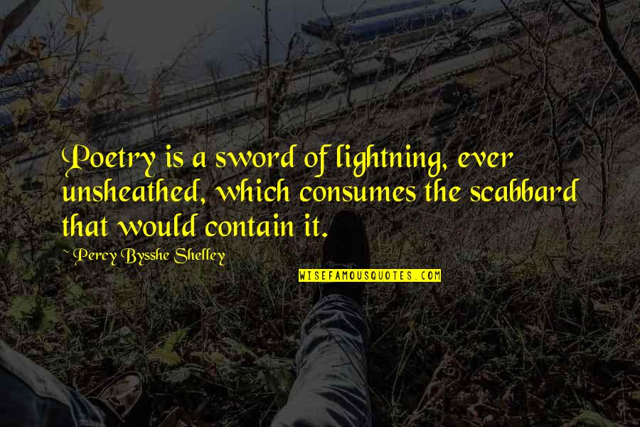 Funny Missing Quotes By Percy Bysshe Shelley: Poetry is a sword of lightning, ever unsheathed,