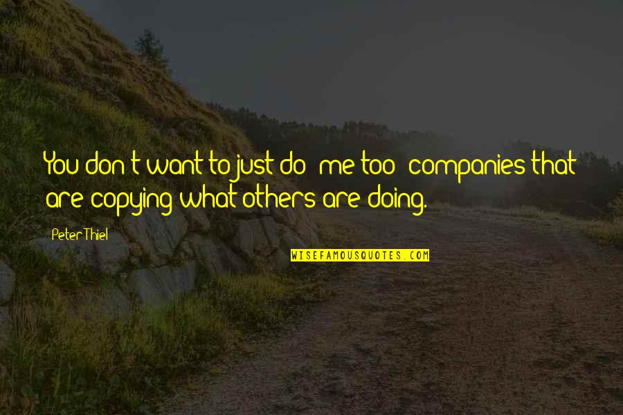 Funny Modern Art Quotes By Peter Thiel: You don't want to just do 'me too'
