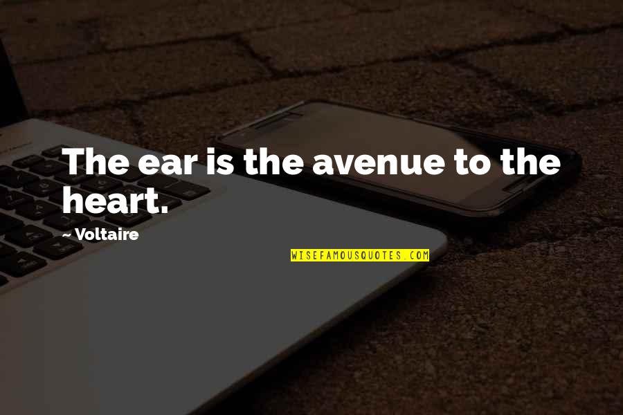 Funny Moments Love Quotes By Voltaire: The ear is the avenue to the heart.