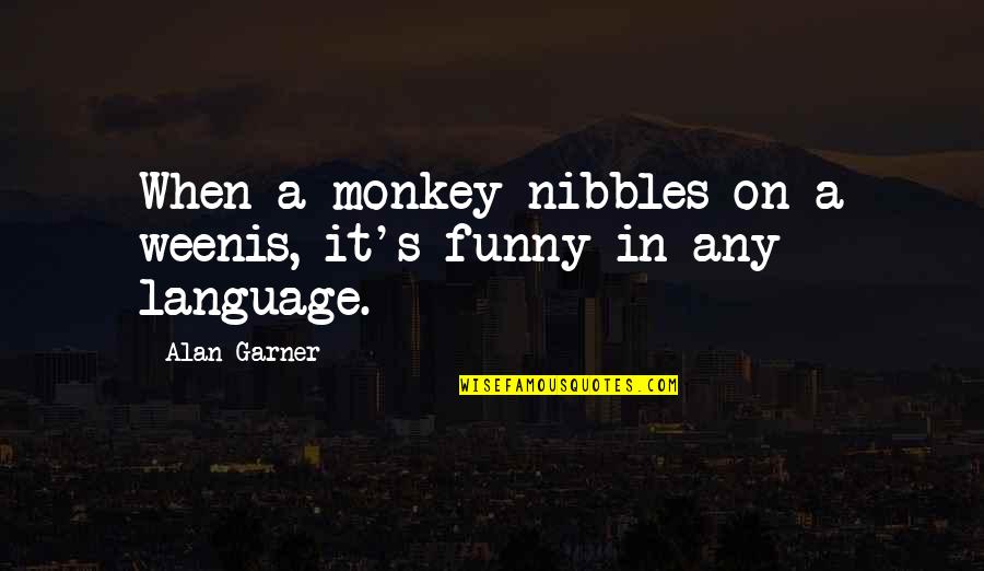 Funny Monkeys Quotes By Alan Garner: When a monkey nibbles on a weenis, it's
