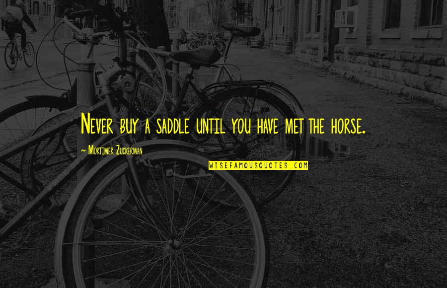 Funny Mother Teresa Quotes By Mortimer Zuckerman: Never buy a saddle until you have met
