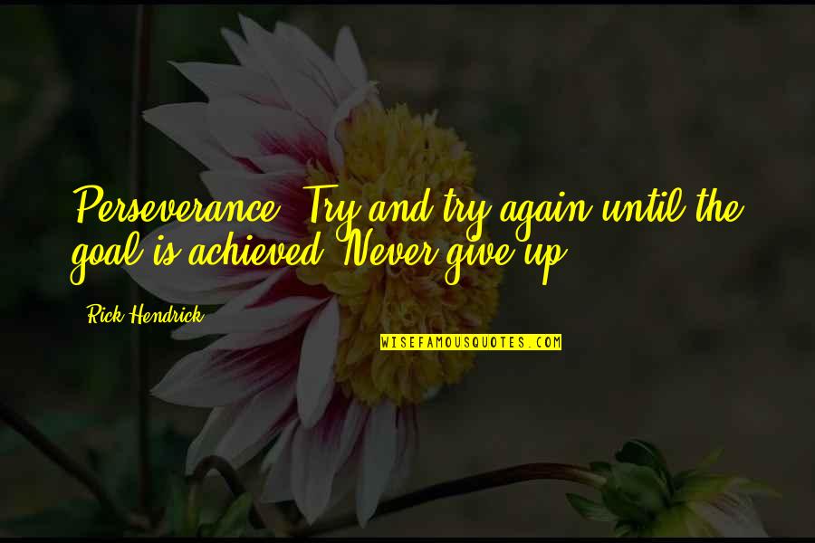 Funny Mythbusters Quotes By Rick Hendrick: Perseverance: Try and try again until the goal