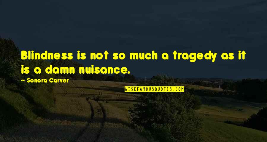 Funny Mythbusters Quotes By Sonora Carver: Blindness is not so much a tragedy as