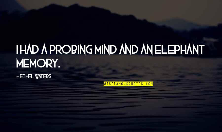 Funny Napkins Quotes By Ethel Waters: I had a probing mind and an elephant Funny Napkins Quotes By Ethel Waters: I had a probing mind and an elephant