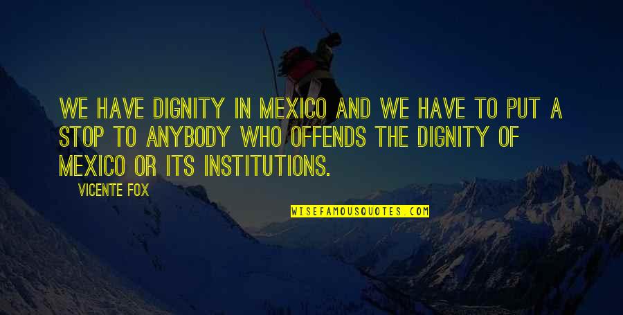 Funny Negativity Quotes By Vicente Fox: We have dignity in Mexico and we have