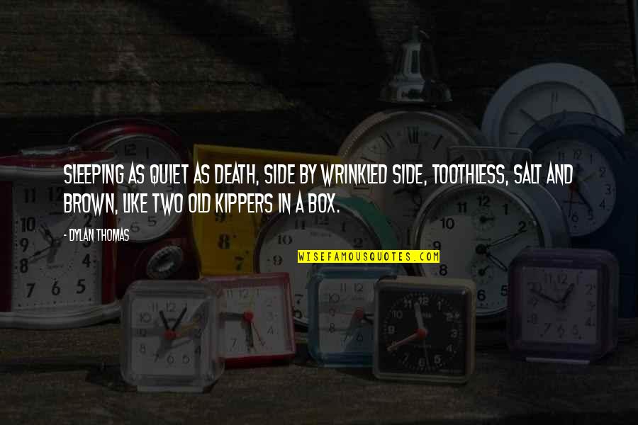 Funny Never Quit Quotes By Dylan Thomas: Sleeping as quiet as death, side by wrinkled