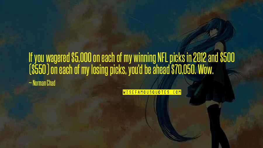 Funny Nfl Quotes By Norman Chad: If you wagered $5,000 on each of my
