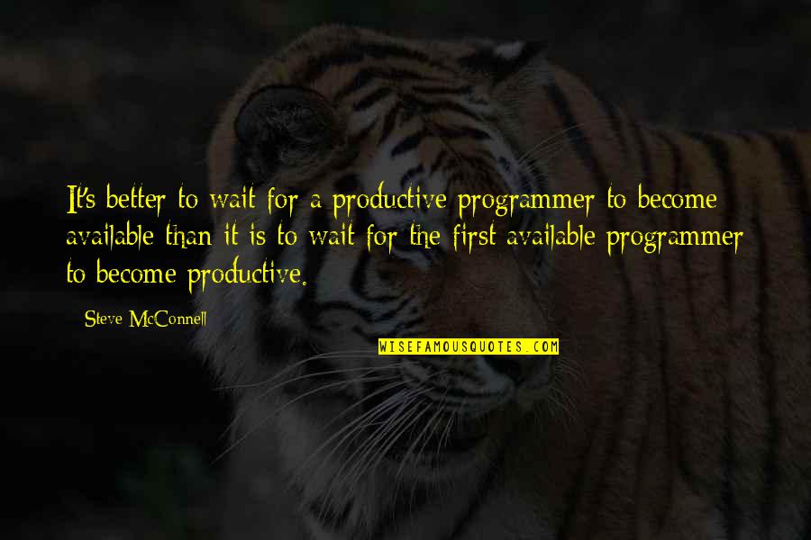 Funny Nigel Owens Quotes By Steve McConnell: It's better to wait for a productive programmer