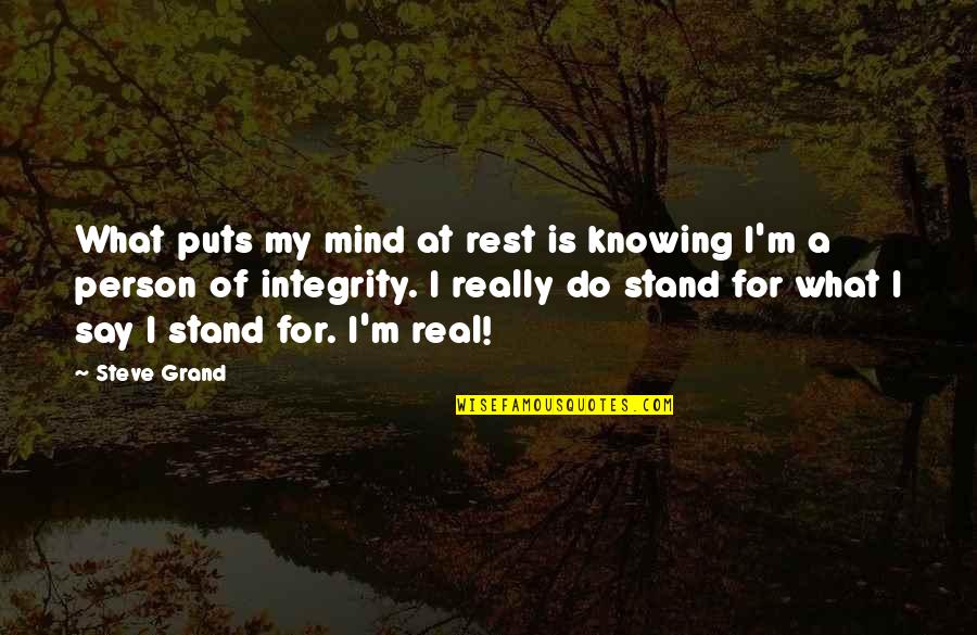 Funny Nonprofit Quotes By Steve Grand: What puts my mind at rest is knowing