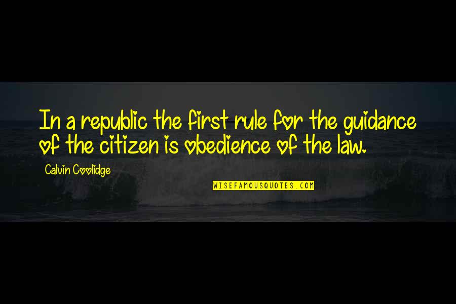 Funny Ornament Quotes By Calvin Coolidge: In a republic the first rule for the