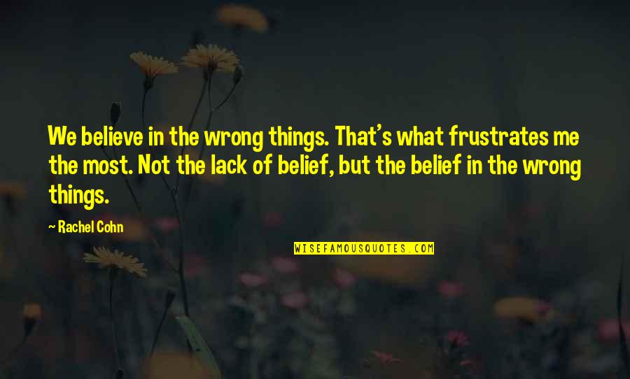 Funny Paintings Quotes By Rachel Cohn: We believe in the wrong things. That's what