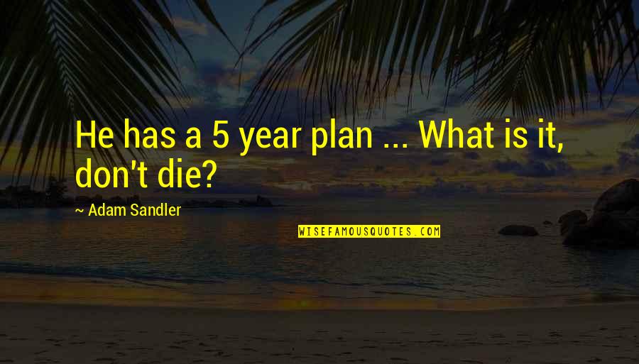 Funny Plan B Quotes By Adam Sandler: He has a 5 year plan ... What