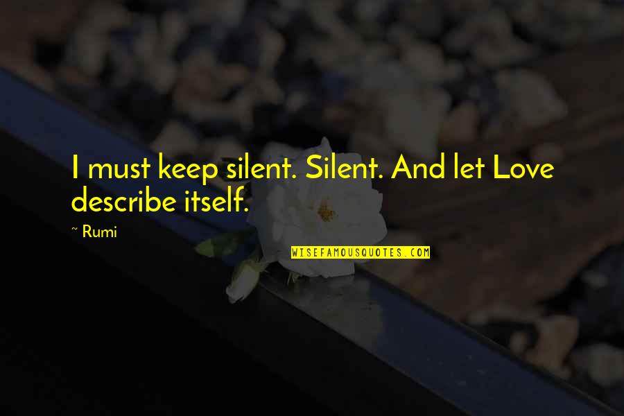 Funny Plunger Quotes By Rumi: I must keep silent. Silent. And let Love