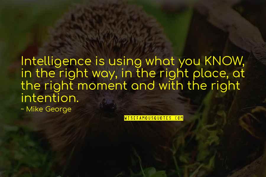 Funny Politician Quotes By Mike George: Intelligence is using what you KNOW, in the