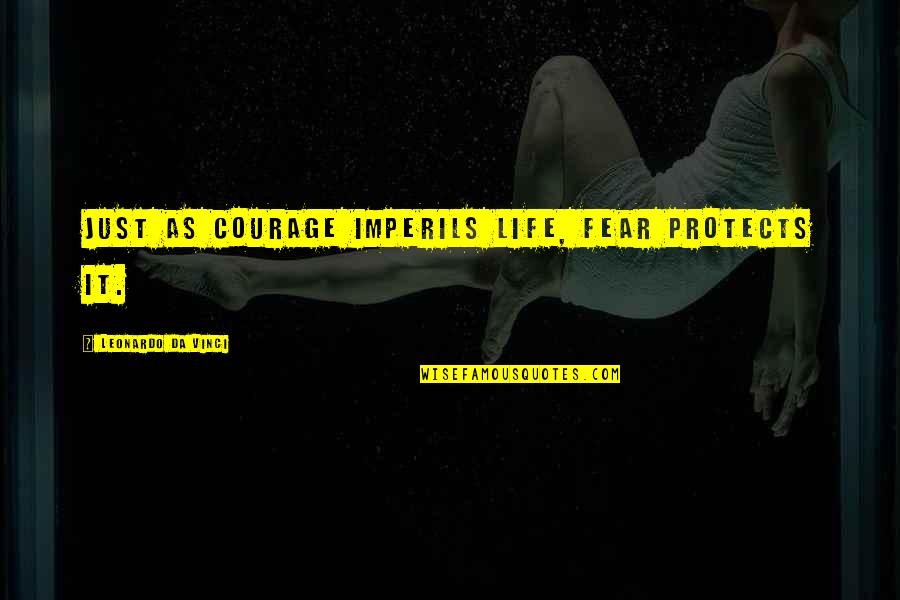 Funny Press Conference Quotes By Leonardo Da Vinci: Just as courage imperils life, fear protects it.