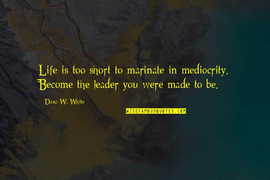 Funny Prostitution Quotes By Dana W. White: Life is too short to marinate in mediocrity.