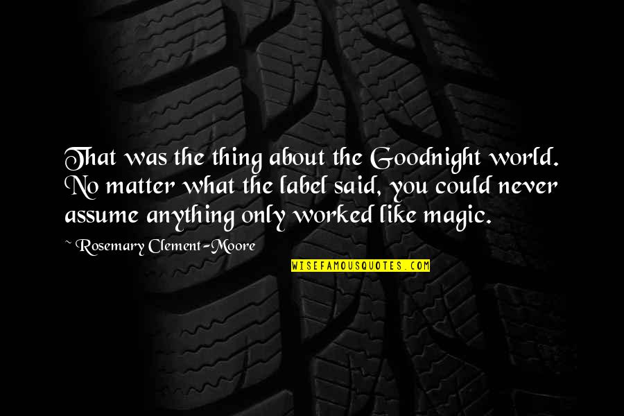Funny Protests Quotes By Rosemary Clement-Moore: That was the thing about the Goodnight world.