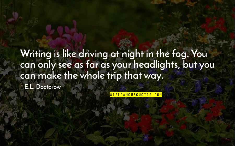 Funny Psychiatric Nurse Quotes By E.L. Doctorow: Writing is like driving at night in the