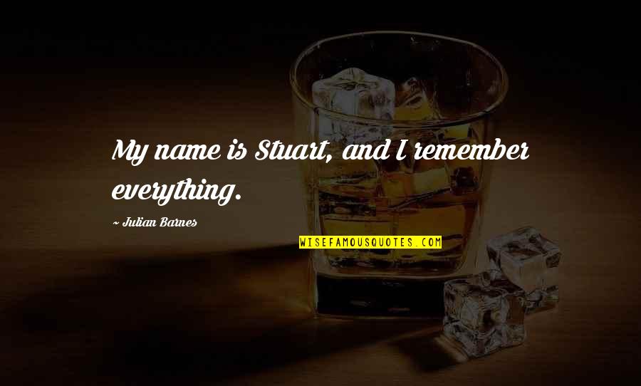 Funny Pt Quotes By Julian Barnes: My name is Stuart, and I remember everything.