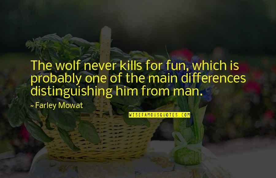 Funny Public Toilet Quotes By Farley Mowat: The wolf never kills for fun, which is