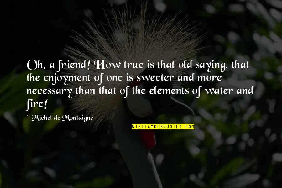 Funny Realtor Quotes By Michel De Montaigne: Oh, a friend! How true is that old