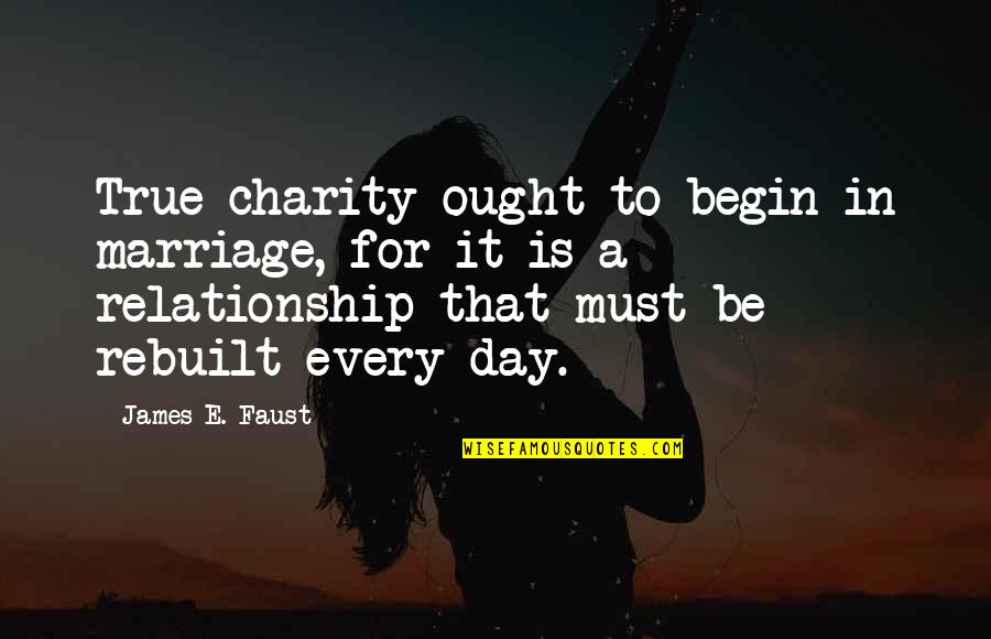 Funny Relationship Quotes By James E. Faust: True charity ought to begin in marriage, for