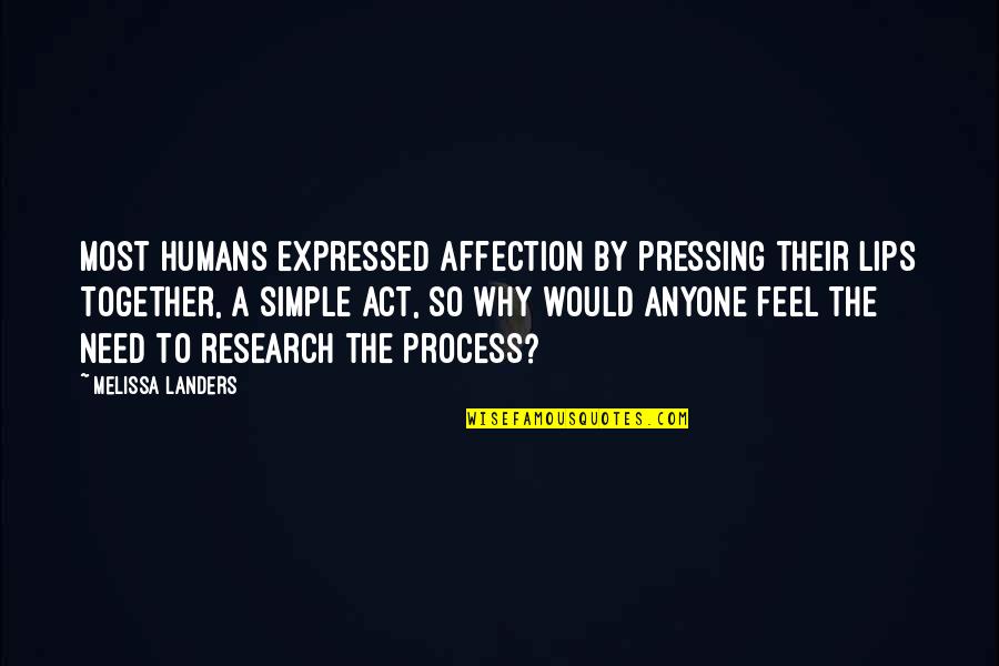 Funny Research Quotes By Melissa Landers: Most humans expressed affection by pressing their lips