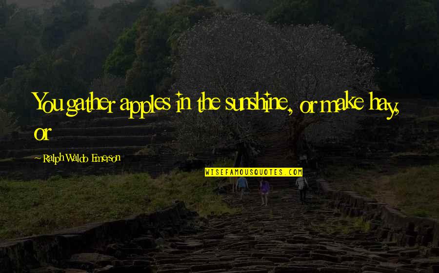 Funny Rex Hudler Quotes By Ralph Waldo Emerson: You gather apples in the sunshine, or make