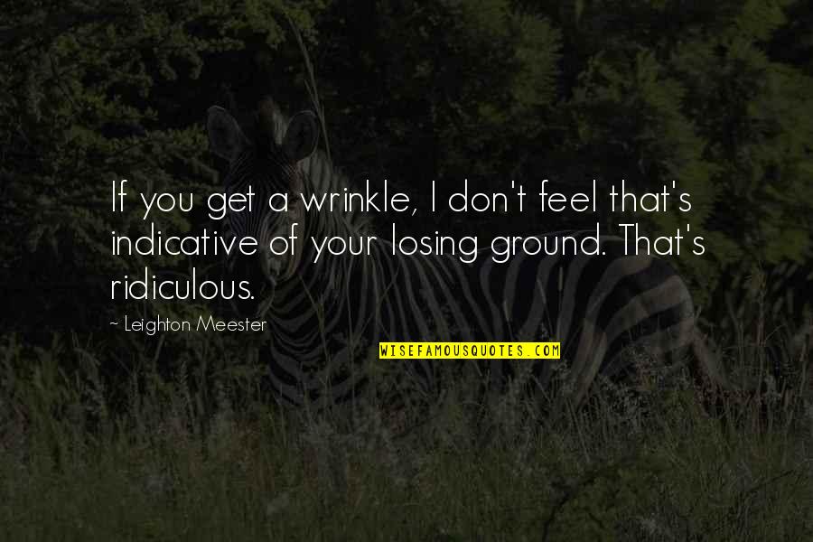 Funny Rich People Quotes By Leighton Meester: If you get a wrinkle, I don't feel