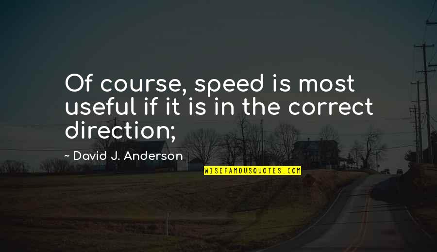Funny Sagging Quotes By David J. Anderson: Of course, speed is most useful if it Funny Sagging Quotes By David J. Anderson: Of course, speed is most useful if it