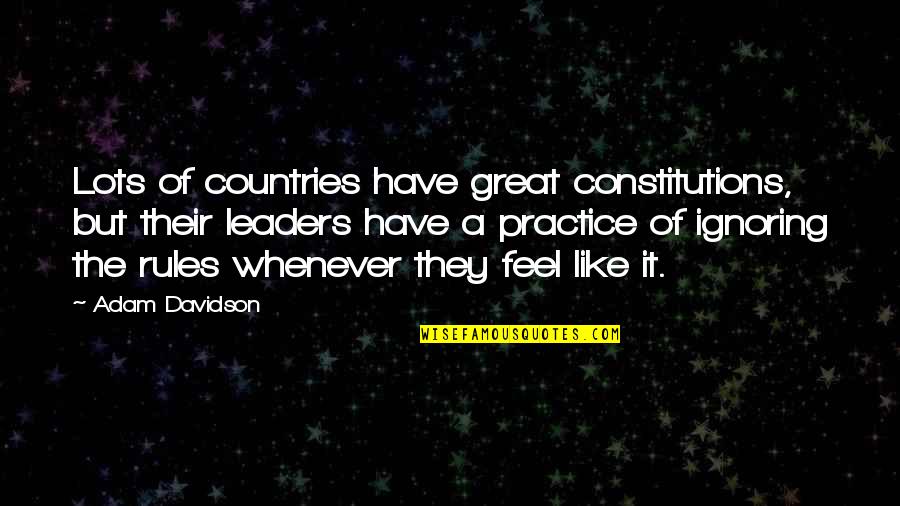 Funny Sarcastic Flirty Quotes By Adam Davidson: Lots of countries have great constitutions, but their