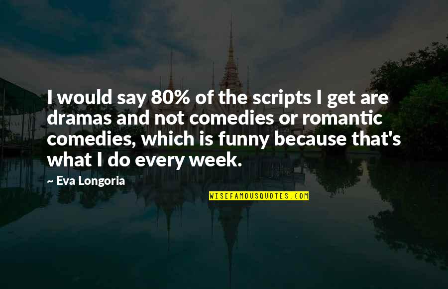 Funny Say What Quotes By Eva Longoria: I would say 80% of the scripts I