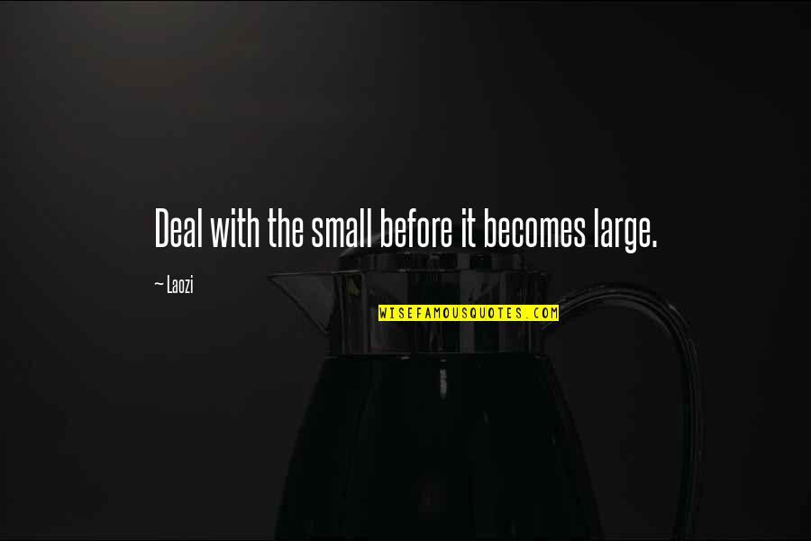 Funny Sayings Funny Quotes By Laozi: Deal with the small before it becomes large.