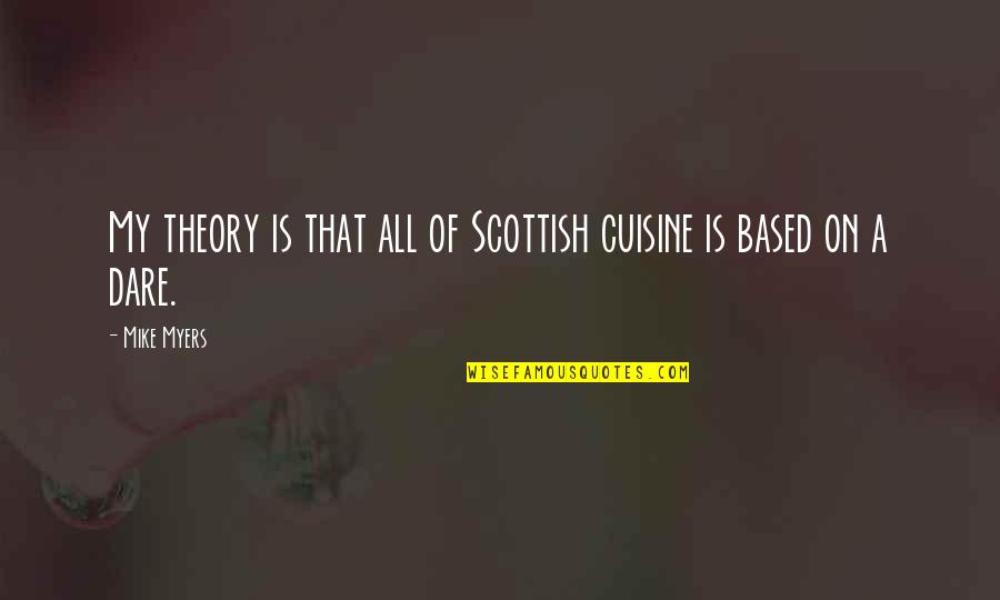Funny Scottish Quotes By Mike Myers: My theory is that all of Scottish cuisine
