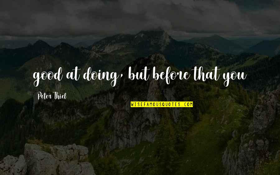 Funny Seasick Quotes By Peter Thiel: good at doing, but before that you