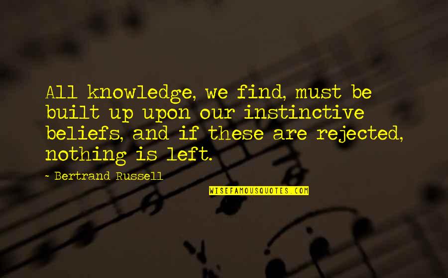 Funny Self Appraisal Quotes By Bertrand Russell: All knowledge, we find, must be built up Funny Self Appraisal Quotes By Bertrand Russell: All knowledge, we find, must be built up