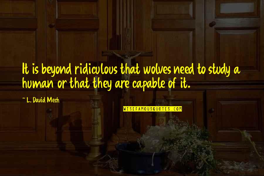 Funny Self Care Quotes By L. David Mech: It is beyond ridiculous that wolves need to