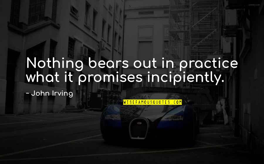 Funny Short Joke Quotes By John Irving: Nothing bears out in practice what it promises