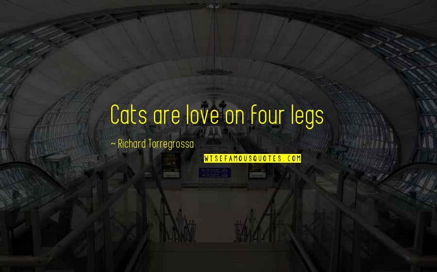 Funny Sibling Quotes By Richard Torregrossa: Cats are love on four legs Funny Sibling Quotes By Richard Torregrossa: Cats are love on four legs