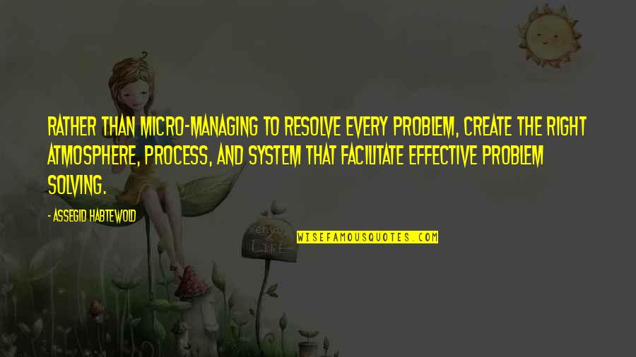 Funny Slapstick Quotes By Assegid Habtewold: Rather than micro-managing to resolve every problem, create Funny Slapstick Quotes By Assegid Habtewold: Rather than micro-managing to resolve every problem, create