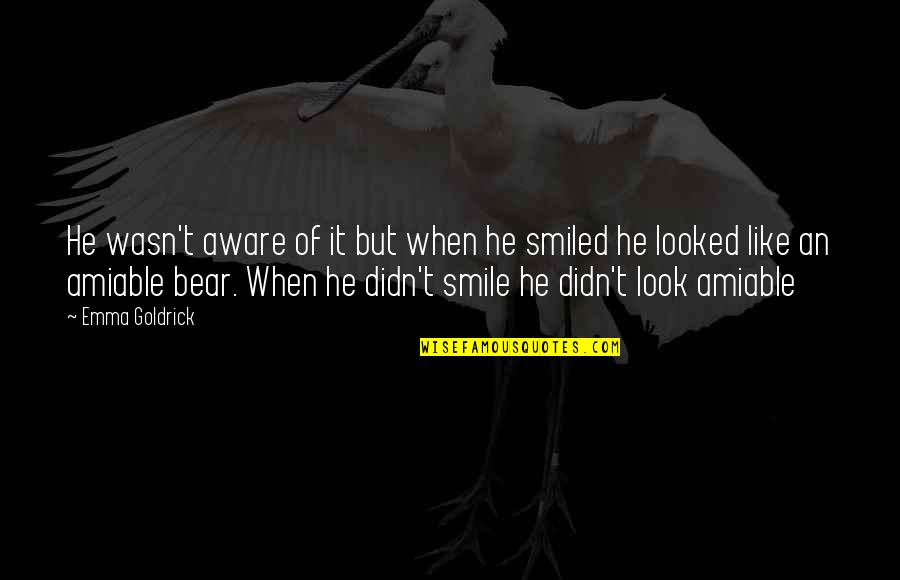 Funny Smile Quotes By Emma Goldrick: He wasn't aware of it but when he