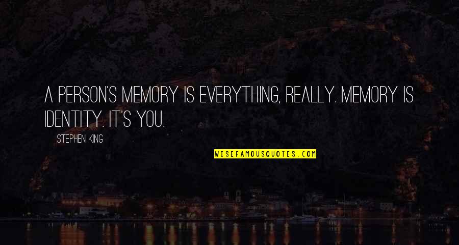 Funny Smirnoff Quotes By Stephen King: A person's memory is everything, really. Memory is