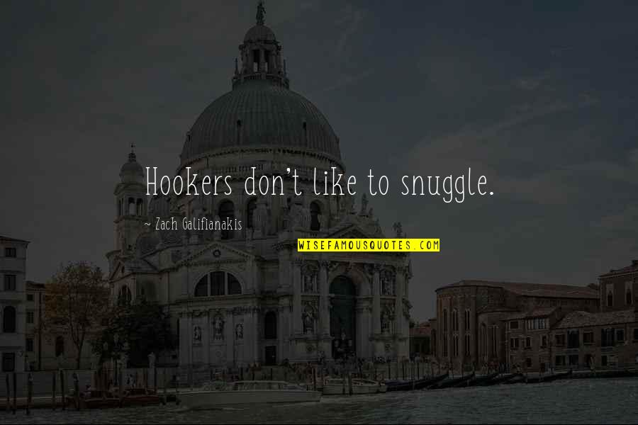 Funny Snuggle Quotes By Zach Galifianakis: Hookers don't like to snuggle.