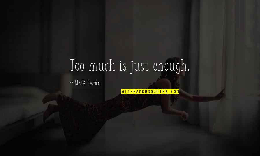 Funny Sound Check Quotes By Mark Twain: Too much is just enough.