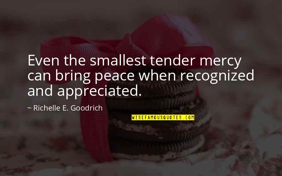 Funny Spa Quotes By Richelle E. Goodrich: Even the smallest tender mercy can bring peace