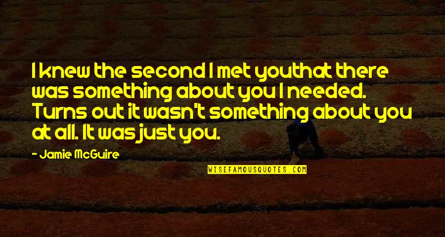 Funny Speed Dating Quotes By Jamie McGuire: I knew the second I met youthat there