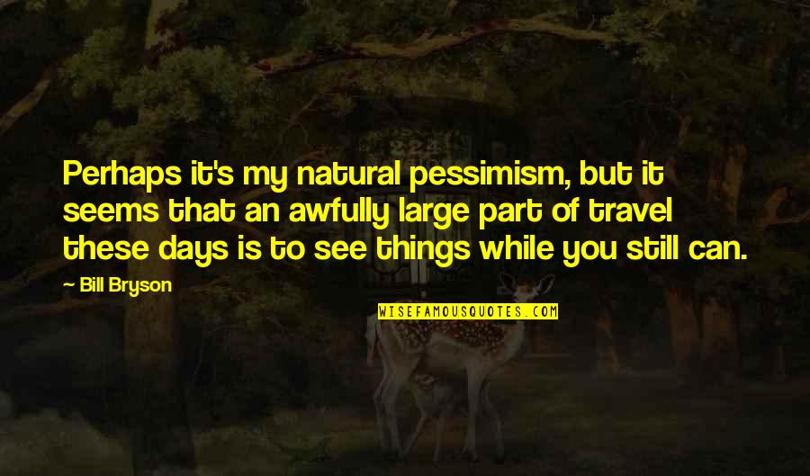 Funny Spooky Quotes By Bill Bryson: Perhaps it's my natural pessimism, but it seems