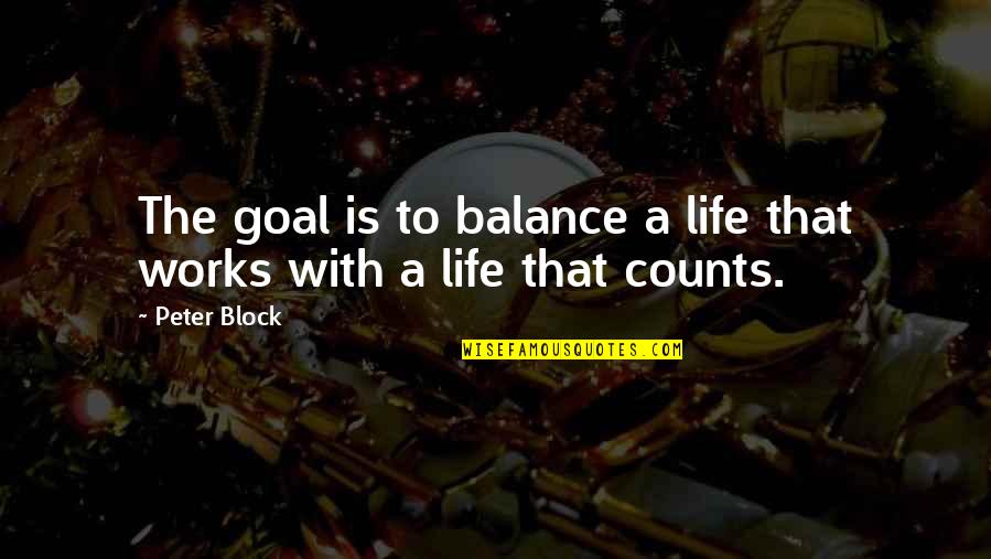 Funny Sprinkle Quotes By Peter Block: The goal is to balance a life that
