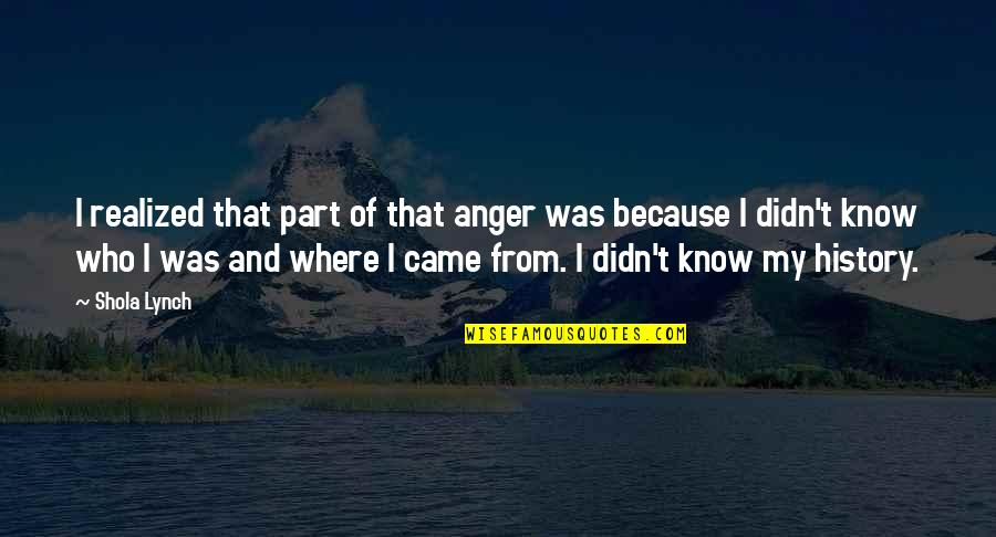 Funny Spurgeon Quotes By Shola Lynch: I realized that part of that anger was